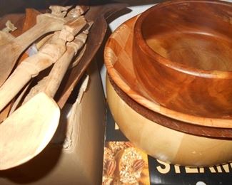 Wooden bowls and utensils
