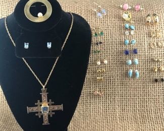 Jerusalem Cross Earrings, Pin