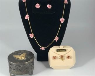 Roses 14k Gold, Pin, Earrings, Necklace