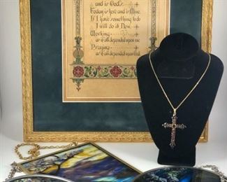 Suncatchers and Cross Necklace, Framed