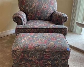 Upholstered Chair with Ottoman
