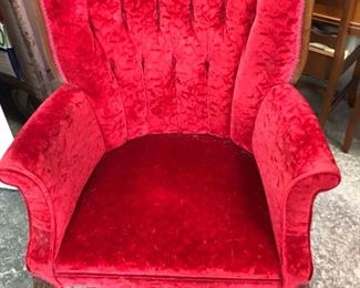 Red Crushed Velvet Armchair