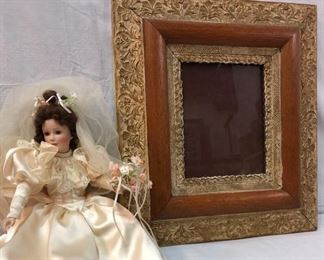 Vtg Bride Doll Atq Frame