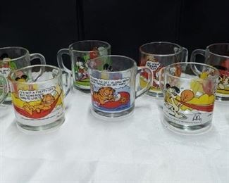 Vtg McDonalds Garfield Glass Mugs