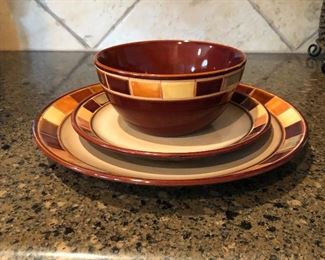 One of several sets of dinnerware