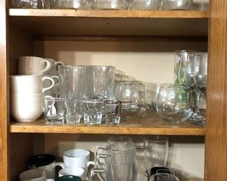 Glassware; coffee cups; canning jars.