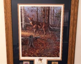 Many limited edition and collector edition signed wildlife prints.  This is a National Park Series Print, and it includes a mounted collector’s edition stamp and a pair of 22K gold leaf medals.