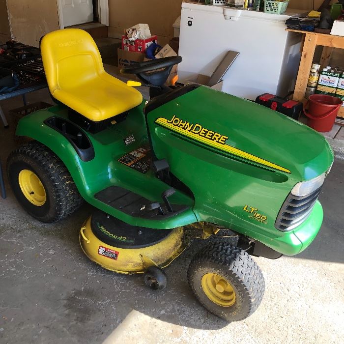 John Deere LT 160 Automatic riding lawnmower.