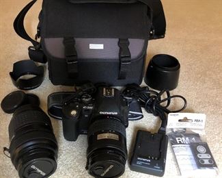 Olympus EVOLT E-500 Digital Camera with case, accessories and manual.