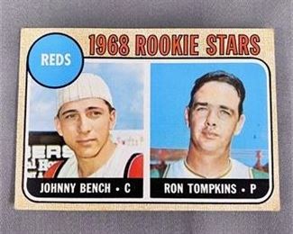 Lot 027
1968 Topps Johnny Bench Rookie Card.   https://www.bidrustbelt.com/Event/LotDetails/118856593/1968-Topps-Johnny-Bench-Rookie-Card