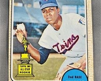 Lot 055
1968 Topps Rod Carew Card. https://www.bidrustbelt.com/Event/LotDetails/118857297/1968-Topps-Rod-Carew-Card