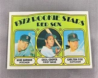 Lot 082
1972 Topps Carlton Fisk Rookie Card. https://www.bidrustbelt.com/Event/LotDetails/118857840/1972-Topps-Carlton-Fisk-Rookie-Card