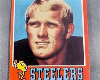 Lot 213
1971 Topps Terry Bradshaw Card. https://www.bidrustbelt.com/Event/LotDetails/118862187/1971-Topps-Terry-Bradshaw-Card
