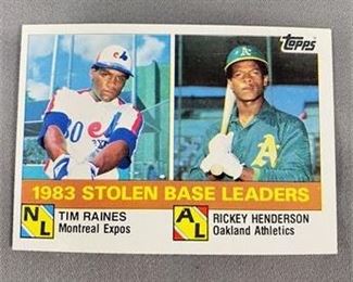 Lot 174
1984 Topps Rickey Henderson Tim Raines Card