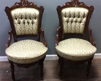 2 VICTORIAN STYLE ARM CHAIRS, VG CONDITION