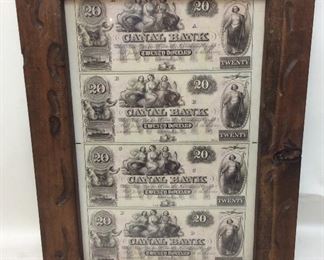 1800’s CANAL BANK UNCUT $20 NOTES, UNCIRCULATED