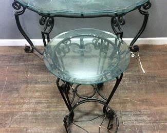2 Piece Iron Glass Top Patio Tables