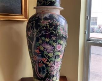 Chinese Famille Lidded Jar w/Foo Dog