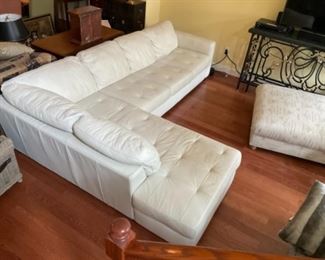 Cream sectional leather sofa