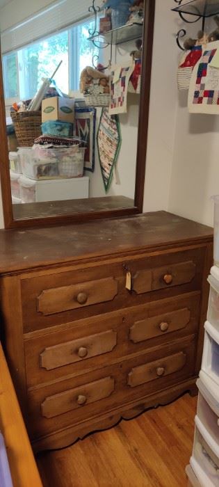 C378Walnut Chest of Drawer With Mirror