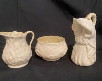 Belleek Pottery including a female form creamer