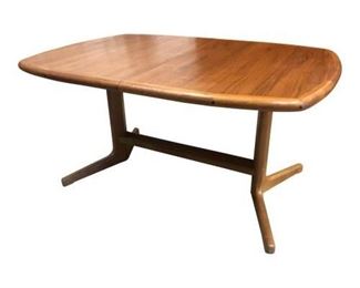 184LR DScan Mid Century Teak Hidden Leaf Dining Table