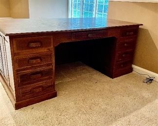 Front View of Oak Executive Desk