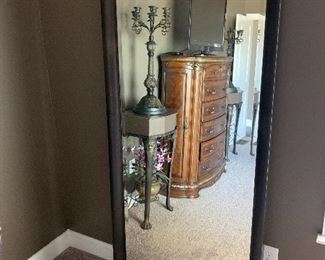 Bevelled wood floor mirror