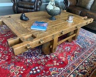 Antique monumental rice truck coffee table (pulled by donkeys)