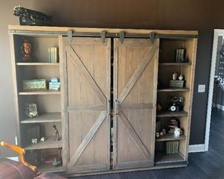 Barn door bookcase