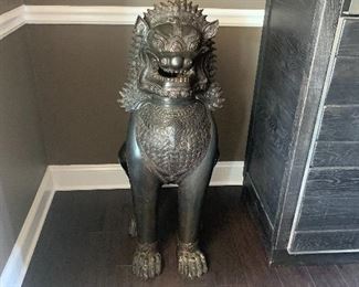 Thai Bronze Foo Dog, Lion pair