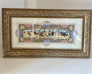 Persian miniature inlay frame with Arabic scene