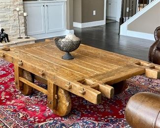 Antique 170 year old rice cart coffee table for SE Asia