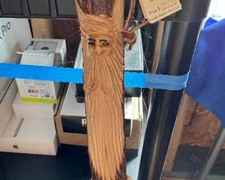 Santa Hand carved hearth broom 