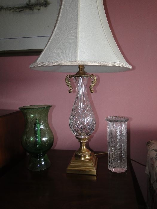 Waterford Lamp $100, Misc. Vases $10-20