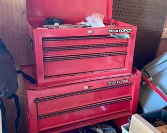 Like new tool chest on wheels - filled with hand tools and other useful things