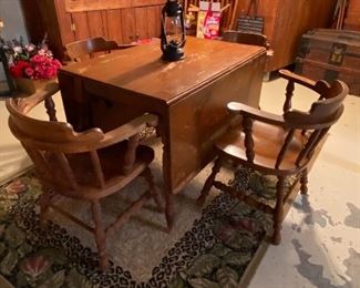 Vintage drop leaf table and 4 pub style chairs