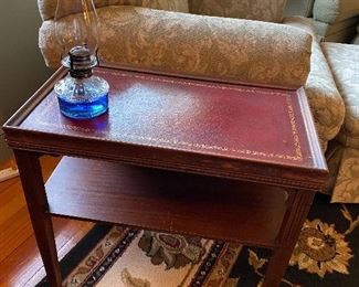 Leather top side table