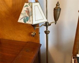 Brass floor lamp with bird shade
