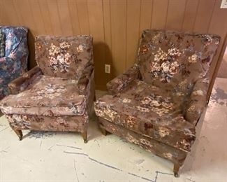 Matching vintage floral side chairs