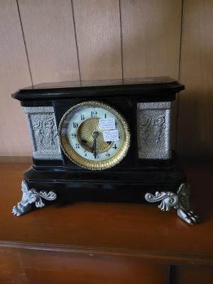 Waterbury clock, cast iron case.  Not running, As Found!