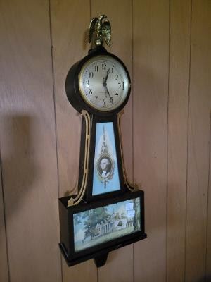 Seth Thomas Banjo Clock, electric movement, but not working....  As Found