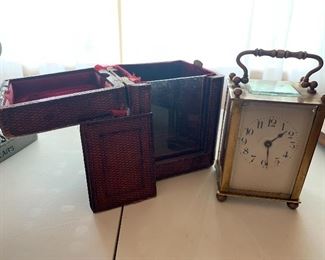 French carriage clock with case