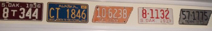 Vintage License Plates, including the coveted 1951 TN plate