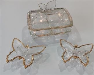 Antique Glass Butterfly Dishes 