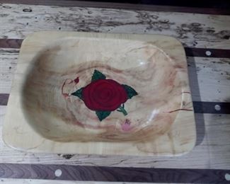 Hand Carved and painted bowl by Seller 
