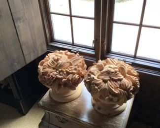 Beautiful Wood Carved flowers in a Carved Wood Pot