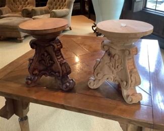 Carved Wood Candle/Plant Stands.