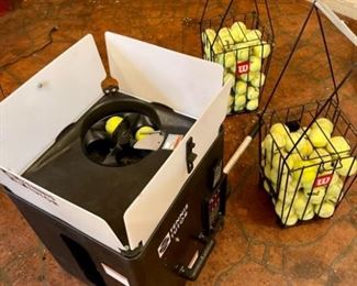 Tennis Tutor Machine with Tennis Balls and Grab Baskets