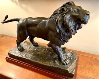 After Alfred Desire Lanson bronze lion
